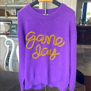 BiBi Purple Sweater with Gold Script